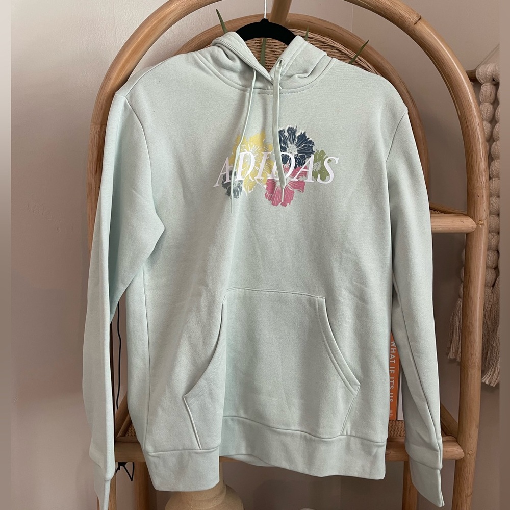 Adidas medium sea green hoodie, never worn with tags